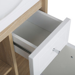 Тумба под раковину АСБ-Мебель Магнолия 60 см напольная белая/дуб янтарный (9100) - фото 4