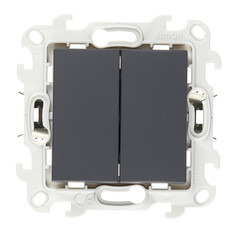 Изображение товара Выключатель Simon 24 Harmonie двухклавишный встраиваемый графит (2420398-038)
