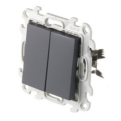 Выключатель Simon 24 Harmonie двухклавишный встраиваемый графит (2420398-038) - фото 4