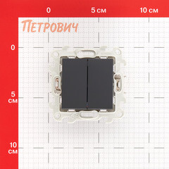 Выключатель Simon 24 Harmonie двухклавишный встраиваемый графит (2420398-038) - фото 2