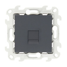 Розетка компьютерная Simon 24 Harmonie встраиваемая графит 2хRJ45 (2410598-038)