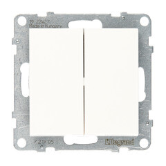Изображение товара Выключатель Legrand Suno двухклавишный встраиваемый белый (721105)