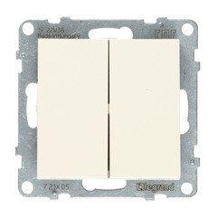 Изображение товара Выключатель Legrand Suno двухклавишный встраиваемый слоновая кость (721205)
