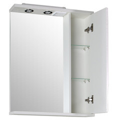 Зеркальный шкаф АСБ-Мебель Альфа 65х80х16 см с подсветкой белый - фото 2