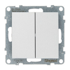 Изображение товара Выключатель Legrand Suno двухклавишный встраиваемый алюминий (721305)