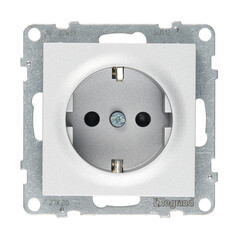 Изображение товара Розетка Legrand Suno встраиваемая алюминий со шторками (721320)