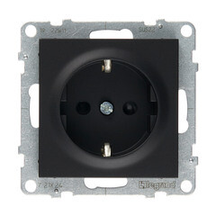 Изображение товара Розетка Legrand Suno встраиваемая антрацит со шторками (721424)