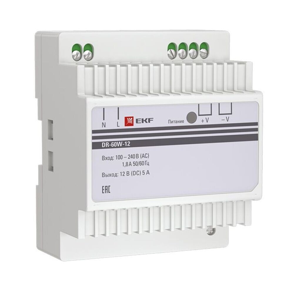 

Блок питания 12 В EKF PROxima dr-60w (dr-60w-12)