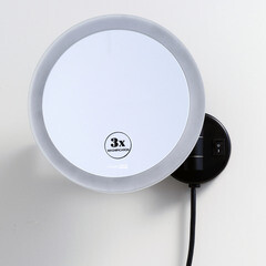 Зеркало с подсветкой круглое 20,2 см с увеличением 3x WasserKraft (K-1004BLACK) - фото 5
