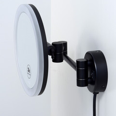 Зеркало с подсветкой круглое 20,2 см с увеличением 3x WasserKraft (K-1004BLACK) - фото 6