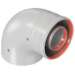 Отвод коаксиальный Rommer d60/100 мм 90° комплект - фото 1