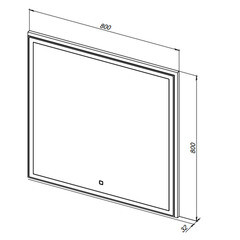 Зеркало с подсветкой квадратное 80х80 см в раме графитовой с сенсорным включением Lavelly Cube (00316681) - фото 2