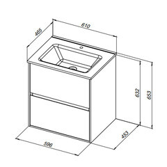 Тумба под раковину Lavelly Cube 60 см подвесная графит матовый (00316638) - фото 2