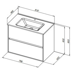 Тумба под раковину Lavelly Cube 80 см подвесная белый глянец (00316626) - фото 3