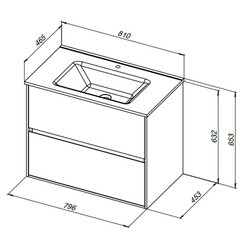 Тумба под раковину Lavelly Cube 80 см подвесная графит матовый (00316639) - фото 2
