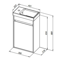Тумба под раковину Lavelly Cube 40 см подвесная белый глянец (00316621) - фото 3