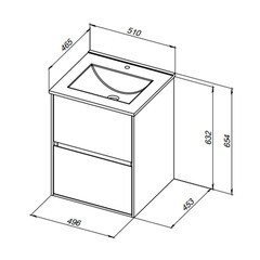 Тумба под раковину Lavelly Cube 50 см подвесная белый глянец (00316622) - фото 2
