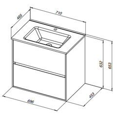 Тумба под раковину Lavelly Cube 71 см подвесная белый глянец (00316624) - фото 2