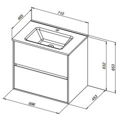 Тумба под раковину Lavelly Cube 71 см подвесная графит матовый (00316631) - фото 2