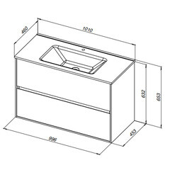 Тумба под раковину Lavelly Cube 100 см подвесная дуб рустик (00316637) - фото 2