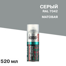 Грунт-эмаль аэрозольная по ржавчине Kudo серая матовая RAL 7042 520 мл