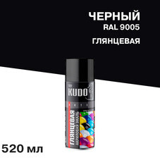 Эмаль аэрозольная Kudo Arte черная глянцевая RAL 9005 520 мл