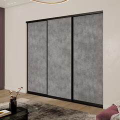 Дверь-купе 883x2452 мм бетон чикаго светлый/черный Elegant - фото 3