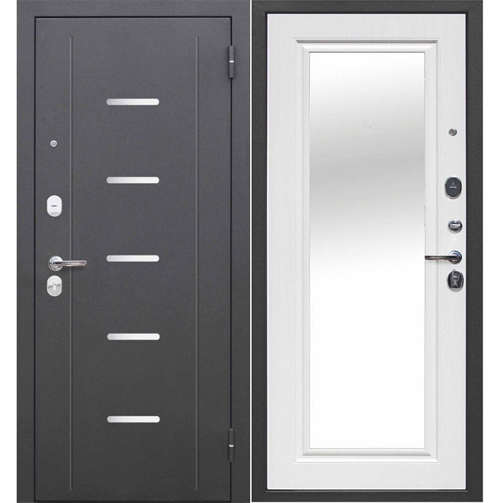 Изображение товара Дверь входная Ferroni Гарда 7,5СМ правая антик серебро с зеркалом 960х2050 мм