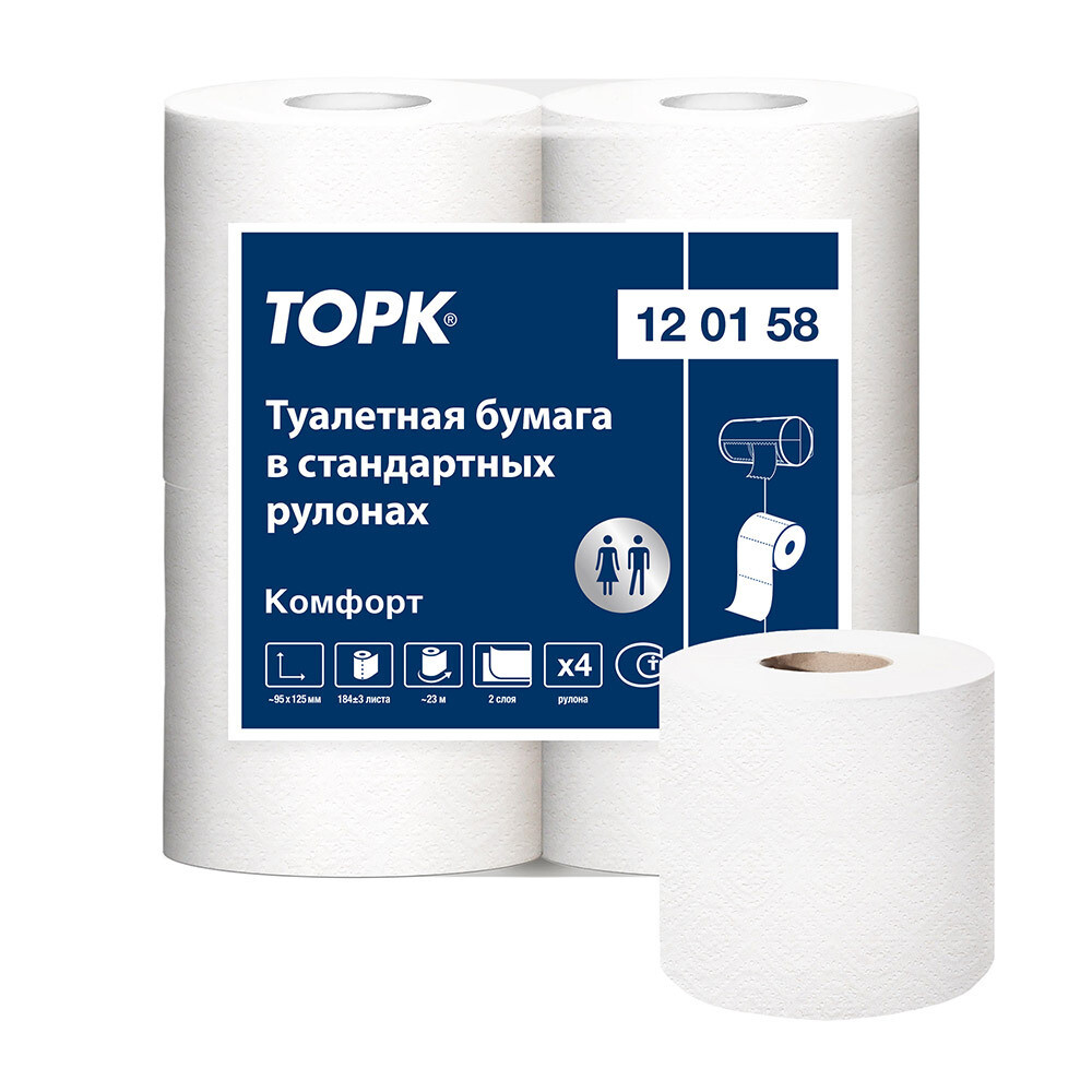 

Туалетная бумага Tork Advanced в стандартных рулонах 23 м (4 шт.), Белый