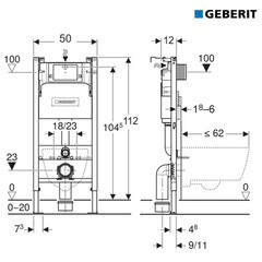 Инсталляция Geberit Delta Duofix для подвесного унитаза без кнопки (111.153.00.1) - фото 3