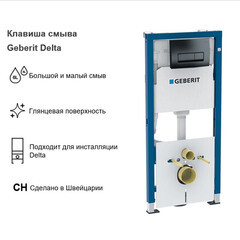 Клавиша смыва для инсталляций Geberit Delta 50 черная (115.119.DW.1) - фото 6