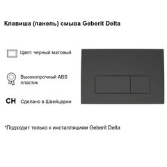 Клавиша смыва для инсталляций Geberit Delta 50 черная матовая (115.119.14.1) - фото 6