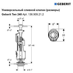 Клапан сливной Geberit двухрежимный кнопка металл хром (136.909.21.2) - фото 4