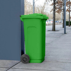 Бак мусорный Элластик-Пласт 120 л пластиковый с крышкой на колесах зеленый - фото 3
