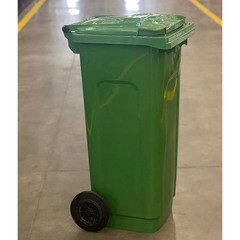 Бак мусорный Элластик-Пласт 120 л пластиковый с крышкой на колесах зеленый - фото 2