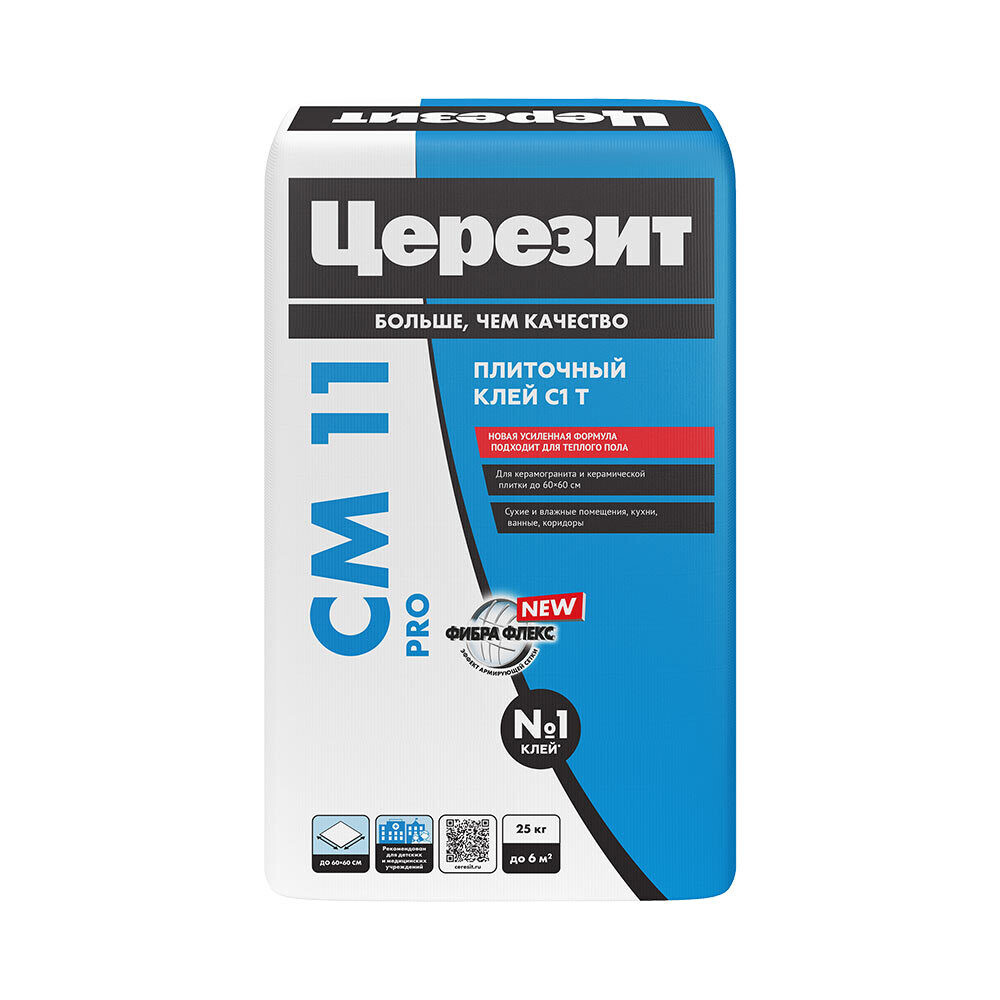 

Клей для плитки и керамогранита Церезит СМ 11 PRO серый класс C1 T 25 кг