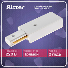 Коннектор питания для однофазного шинопровода прямой Ritter Artline белый (59755 5)