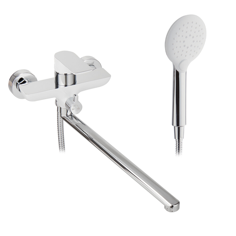 Изображение товара Смеситель Lavelly White Modern для ванны и души 408 мм излив, хром/белый