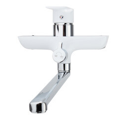 Смеситель для ванны Lavelly White Modern хром/белый однорычажный с длинным изливом с лейкой (623748) - фото 14