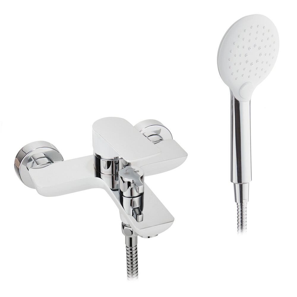 Изображение товара Смеситель для ванны Lavelly White Modern хром/белый однорычажный с коротким изливом с лейкой (623749)