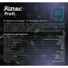 Прожектор светодиодный Ritter Profi 6500K 70 Вт IP65 черный - фото 4