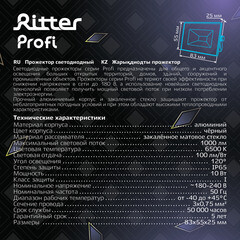 Прожектор светодиодный Ritter Profi 6500K 10 Вт IP65 черный - фото 4