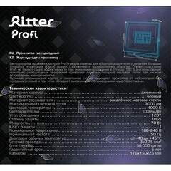 Прожектор светодиодный Ritter Profi 4000K 70 Вт IP65 черный - фото 4