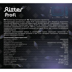 Прожектор светодиодный Ritter Profi 4000K 30 Вт IP65 черный - фото 4