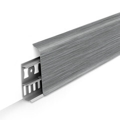 Плинтус ПВХ напольный Деконика 70 мм алюминий темный 2200 мм Г-профиль с кабель-каналом - фото 1
