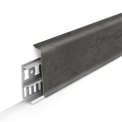 Плинтус ПВХ напольный Деконика 70 мм лофт серый 2200 мм Г-профиль с кабель-каналом - фото 1