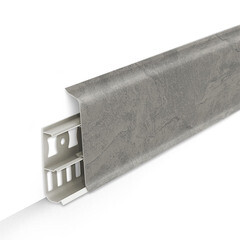 Изображение товара Плинтус ПВХ напольный Деконика 70 мм лофт светло-серый 2200 мм Г-профиль с кабель-каналом