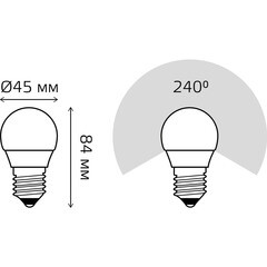 Лампа светодиодная Gauss E27 6500К 9,5 Вт 950 Лм 150-265 В шар G45 матовая - фото 2