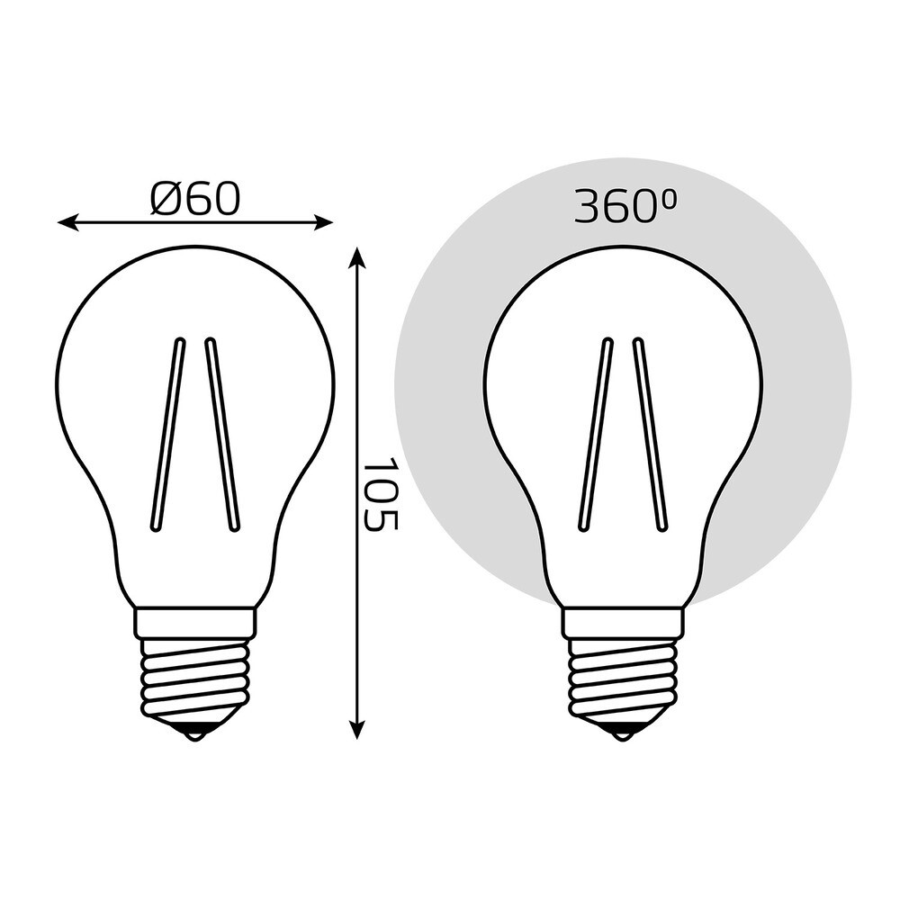 

Лампа светодиодная филаментная Gauss Filament E27 2700К 8 Вт 740 Лм 185-265 В груша A60 прозрачная