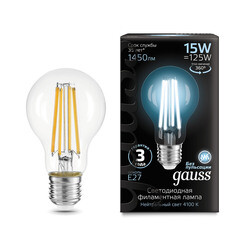 Лампа светодиодная филаментная Gauss Filament E27 4100К 15 Вт 1450 Лм 185-265 В груша A60 прозрачная - фото 7